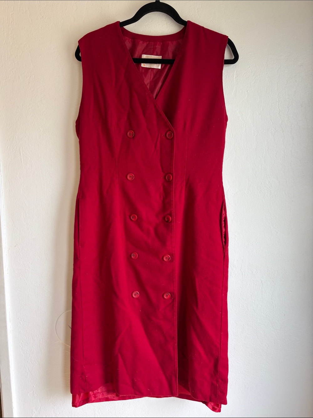 Pendleton Red Double-Breasted Sleeveless Dress wool vintage size 8